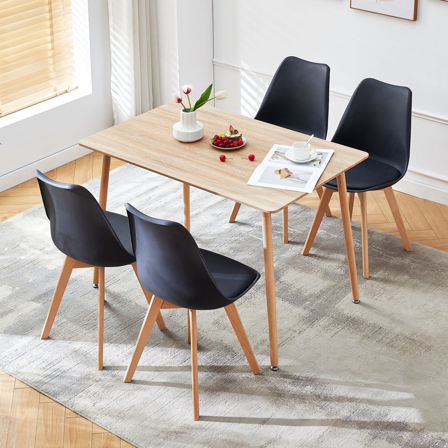 SAGE Rectangulaire Table de Salle à Manger en MDF Scandinave Style en Bois 110*70*74cm - Couleur Chêne