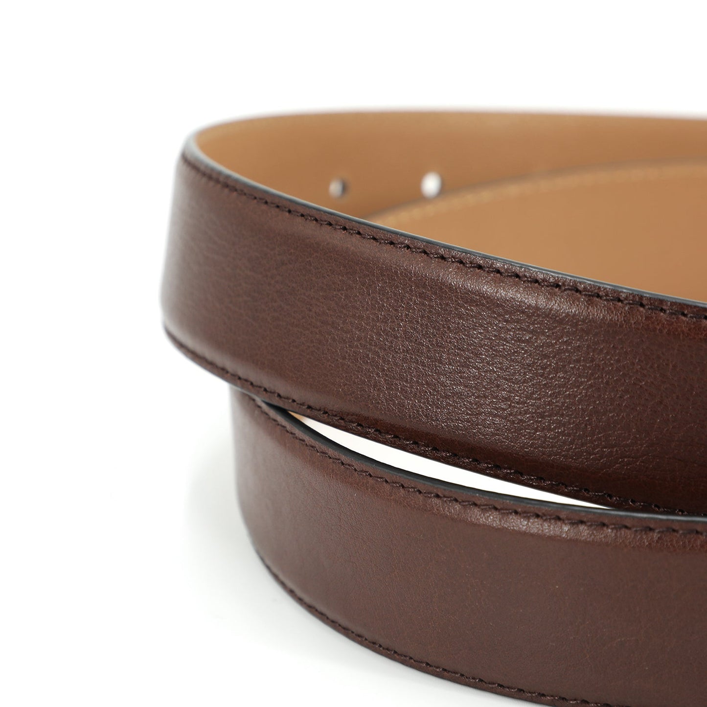 Sabr Ceinture classique à boucle ardillon en cuir de vachette première couche - Acier, Café Clair