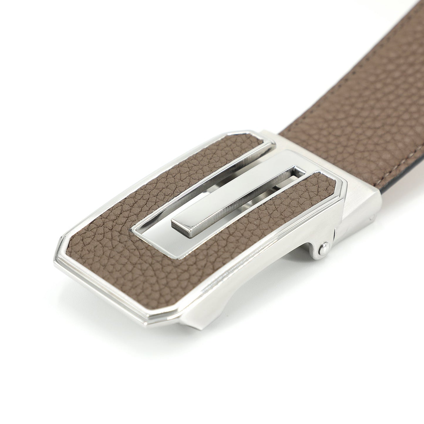 Siena Ceinture classique en cuir de vachette première couche avec boucle automatique - Acier Kaki