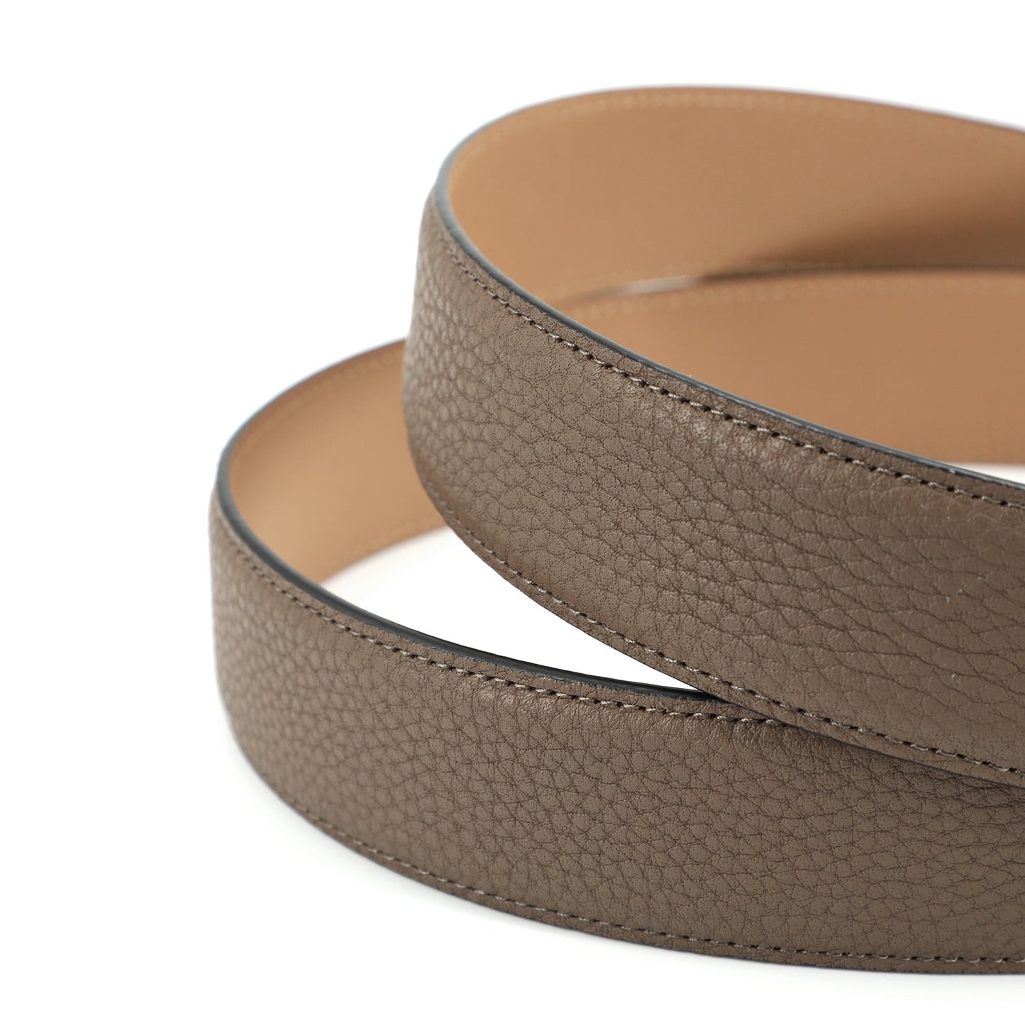 Siena Ceinture classique en cuir de vachette première couche avec boucle automatique - Acier Kaki