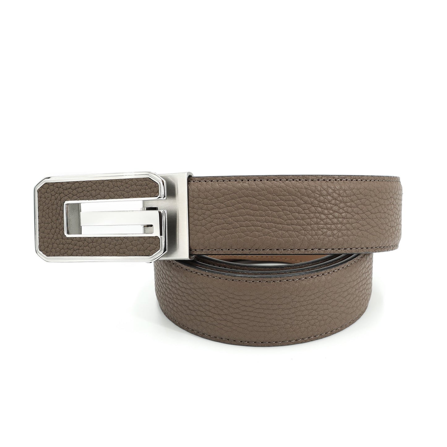 Siena Ceinture classique en cuir de vachette première couche avec boucle automatique - Acier Kaki