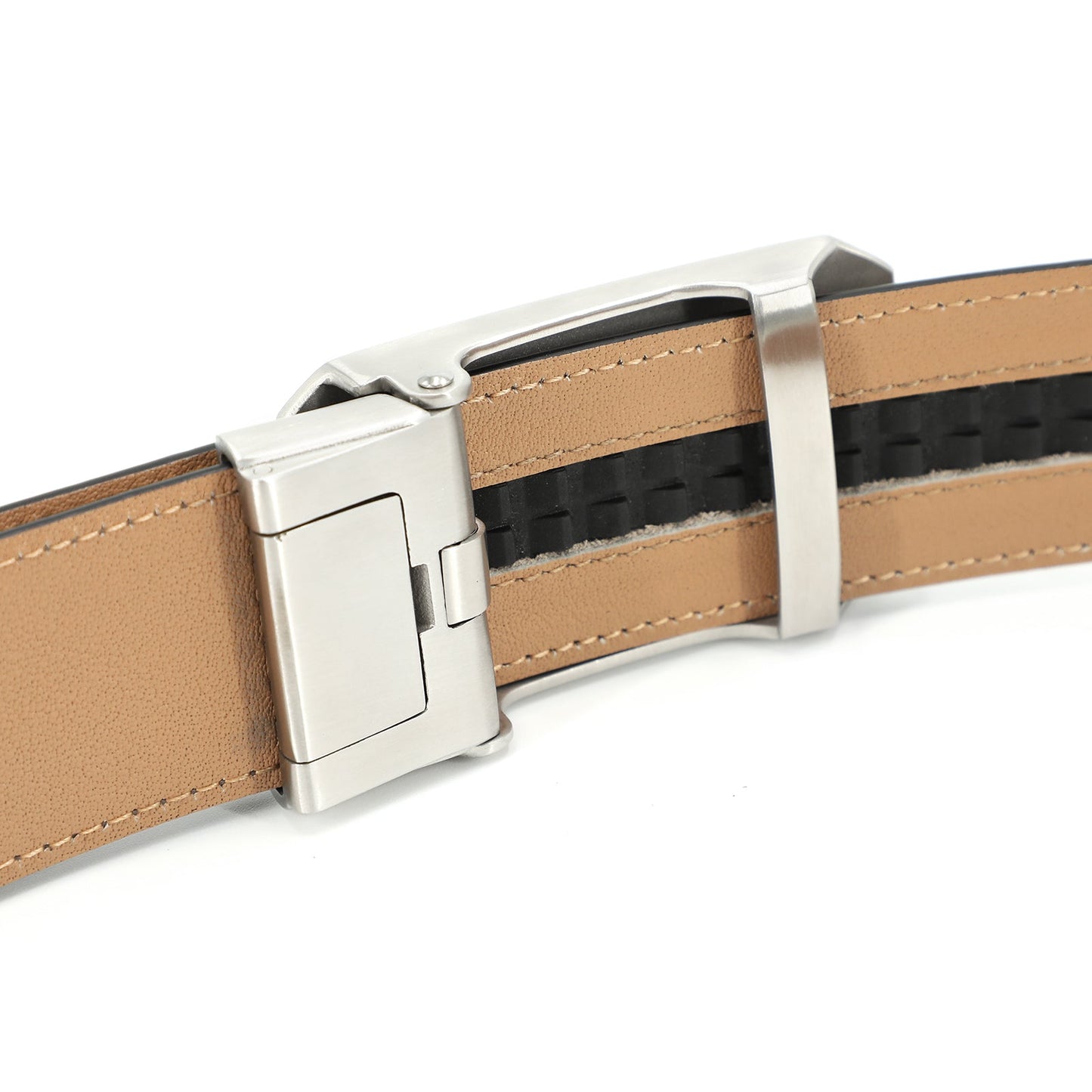 Siena Ceinture classique en cuir de vachette première couche avec boucle automatique - Acier Kaki