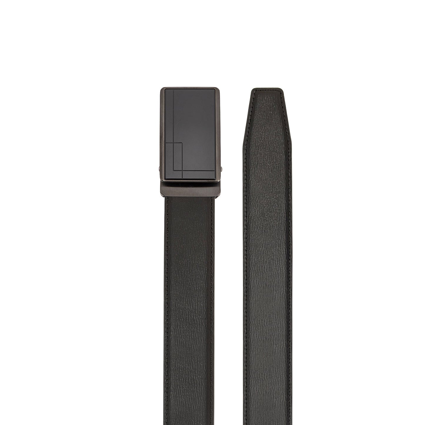 Tivoli Ceinture en cuir de vachette avec boucle automatique en acier, Couleur Pistolet en Sourdine, Jaune Kaki