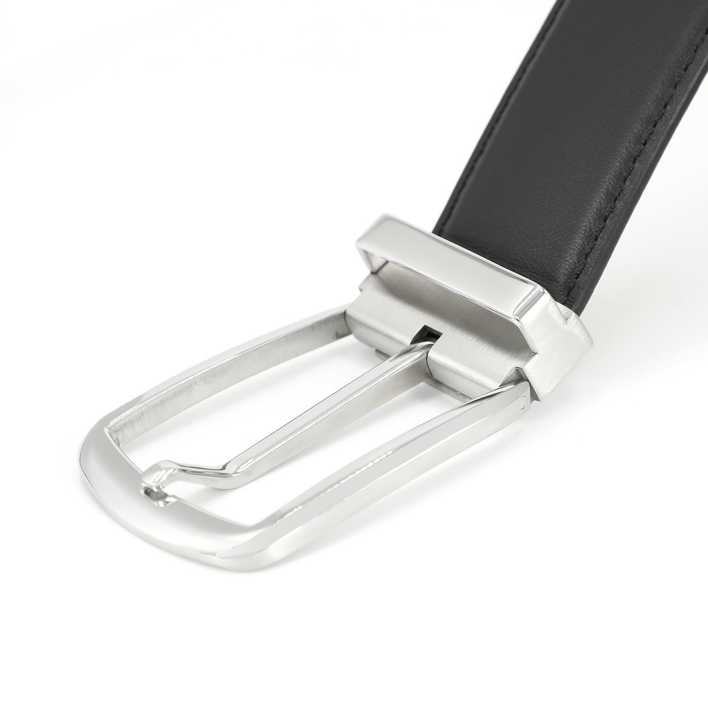 Trani Ceinture classique avec boucle ardillon en cuir de vachette de première qualité - Noir Acier