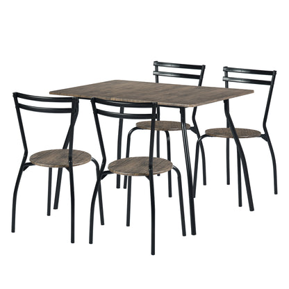 Ensemble Table Modulaire REEDER et 4 Chaises - Chêne/Noir