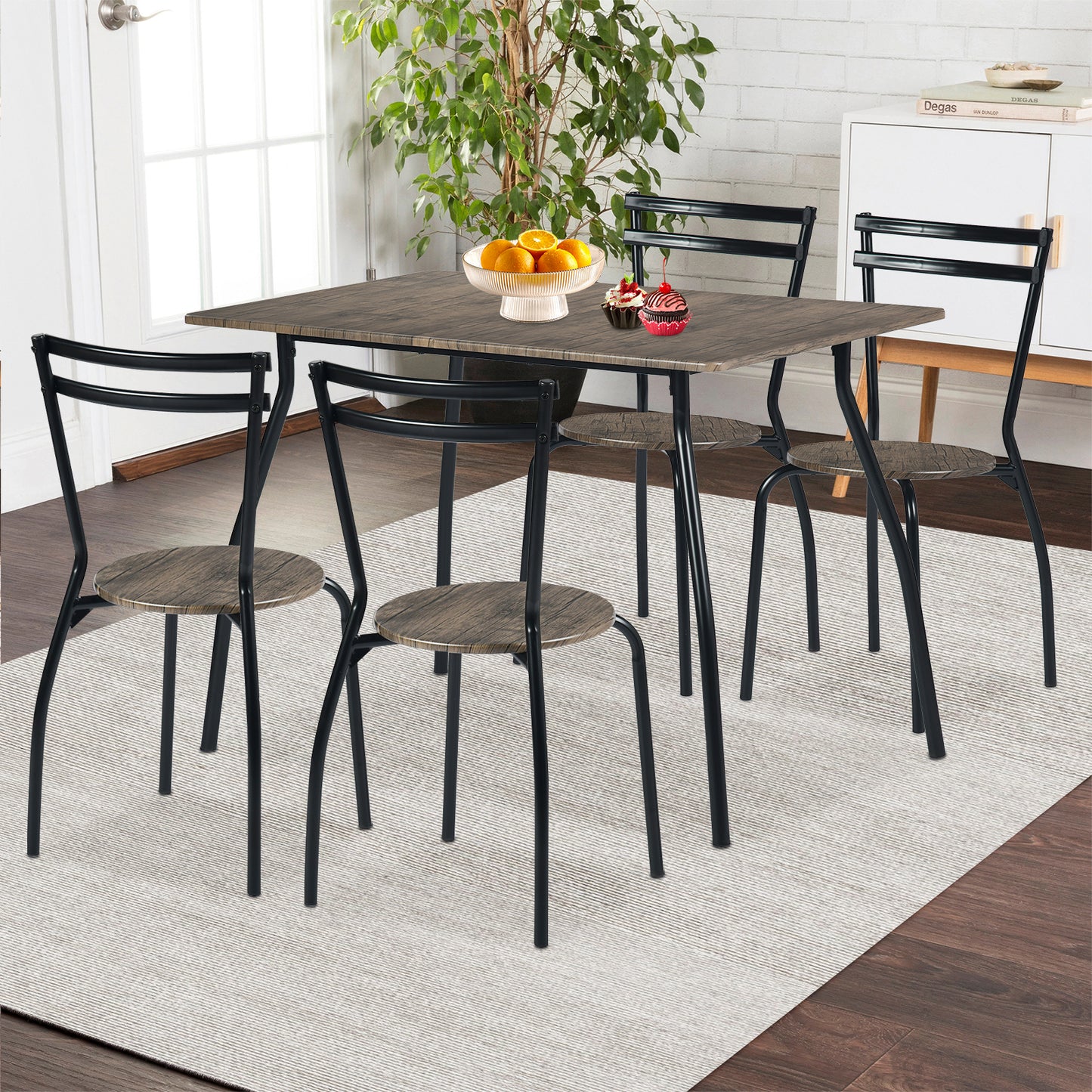 Ensemble Table Modulaire REEDER et 4 Chaises - Chêne/Noir