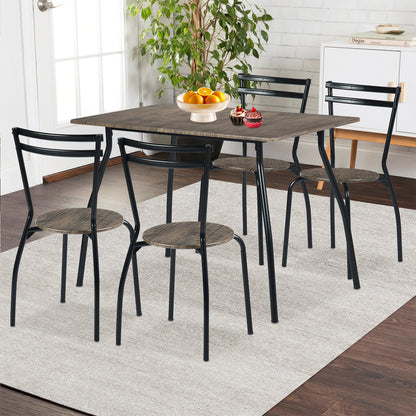 Ensemble Table Modulaire REEDER et 4 Chaises - Chêne/Noir