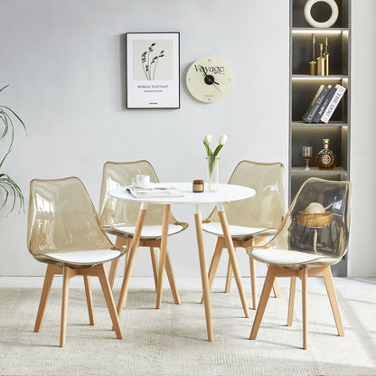 TULIP Chaise de salle à manger à dossier de chaise Tawny et pieds en hêtre - Ensemble de 2/4