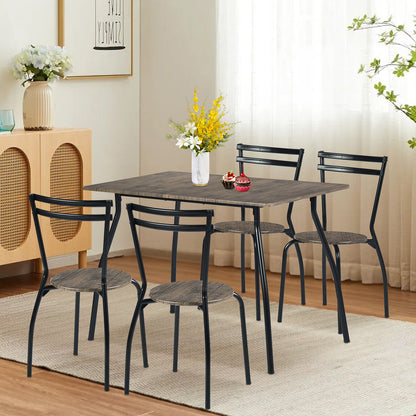 Ensemble Table Modulaire REEDER et 4 Chaises - Chêne/Noir