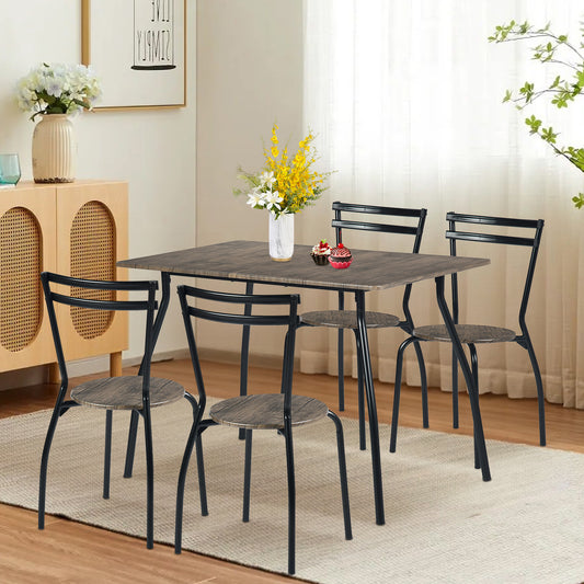 Ensemble Table Modulaire REEDER et 4 Chaises - Chêne/Noir