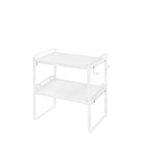 ALVA Étagère de Rangement de Cuisine Empilable Organisateur D'assiettes Extensible Peu Encombrant, Ensemble de 1/2/4 pièces-Grain brûlé/Bois/Blanc