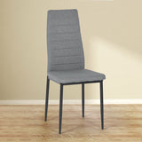 Chaise de salle à manger en lin avec pieds noirs mats - gris, marron, beige, paquet de quatre, 41,5 x 52 x 98 cm