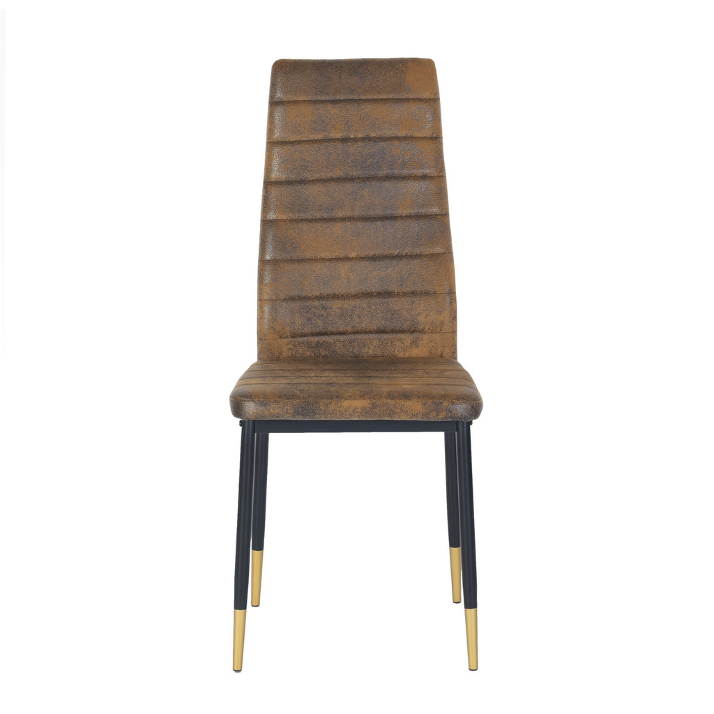 Chaise de salle à manger en daim marron, support de couche d'or noir - quatre pack