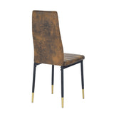 Chaise de salle à manger en daim marron, support de couche d'or noir - quatre pack