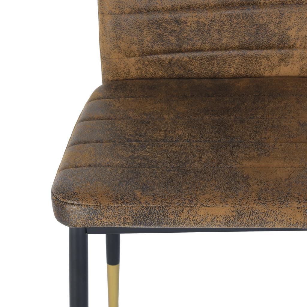 Chaise de salle à manger en daim marron, support de couche d'or noir - quatre pack