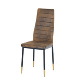 Chaise de salle à manger en daim marron, support de couche d'or noir - quatre pack