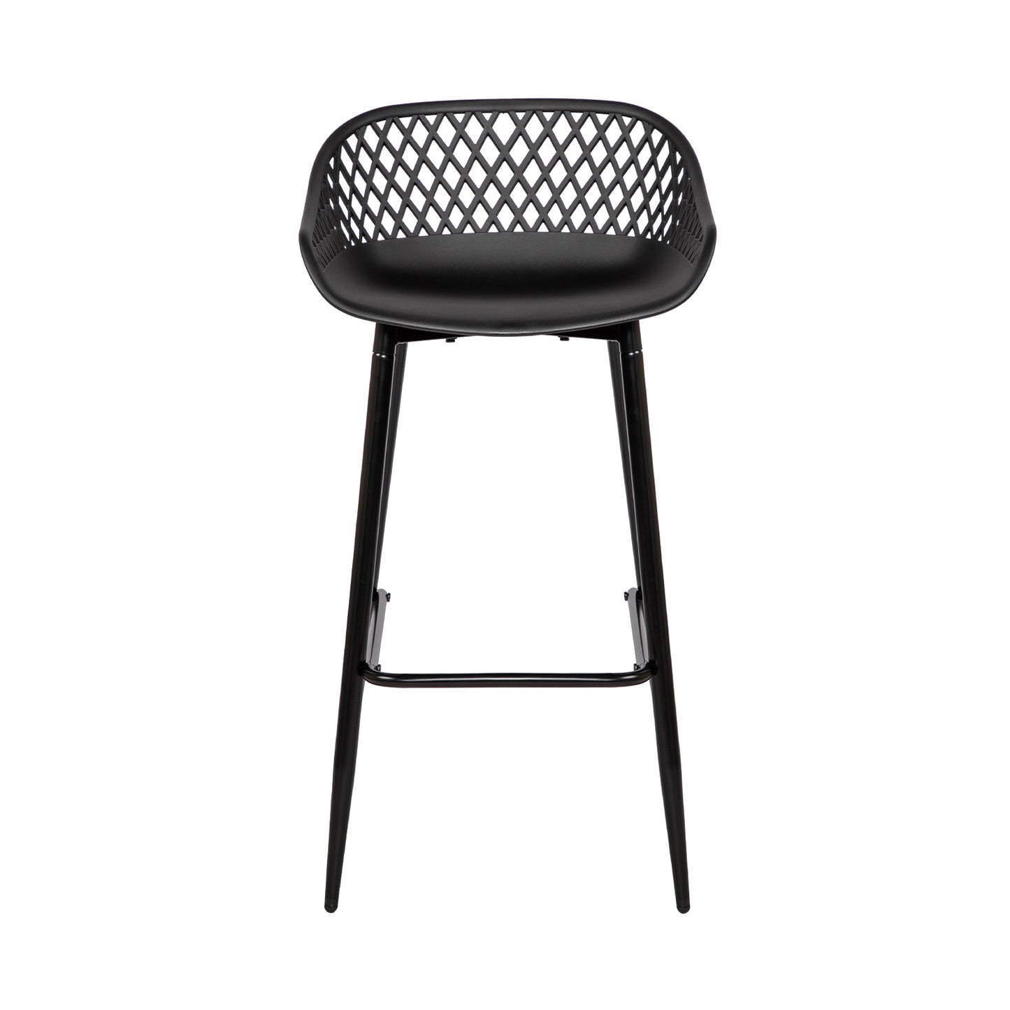 Tabourets de bar Modernes en Fer Forgé, hauteur 87 cm, Dossier Ajouré, lot de 4 - Noir/Blanc