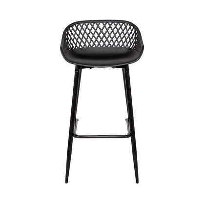 Tabourets de bar Modernes en Fer Forgé, hauteur 87 cm, Dossier Ajouré, lot de 4 - Noir/Blanc
