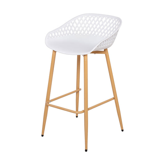 Tabourets de bar Modernes en Fer Forgé, hauteur 87 cm, Dossier Ajouré, lot de 4 - Noir/Blanc