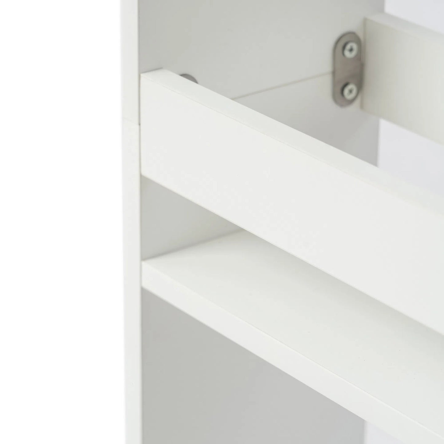 Chariot de rangement étroit blanc à 4 niveaux avec multiprise et roulettes – GOODE Organiseur de cuisine et de salle de bain