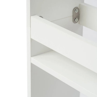 Chariot de rangement étroit blanc à 4 niveaux avec multiprise et roulettes – GOODE Organiseur de cuisine et de salle de bain