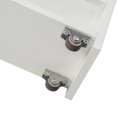 Chariot de rangement étroit blanc à 4 niveaux avec multiprise et roulettes – GOODE Organiseur de cuisine et de salle de bain