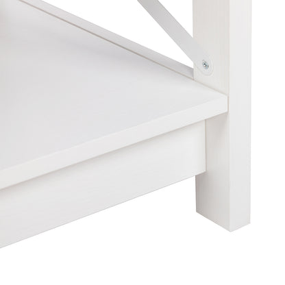 Table basse de style campagnard à deux niveaux avec rangement, table de salon – Blanche