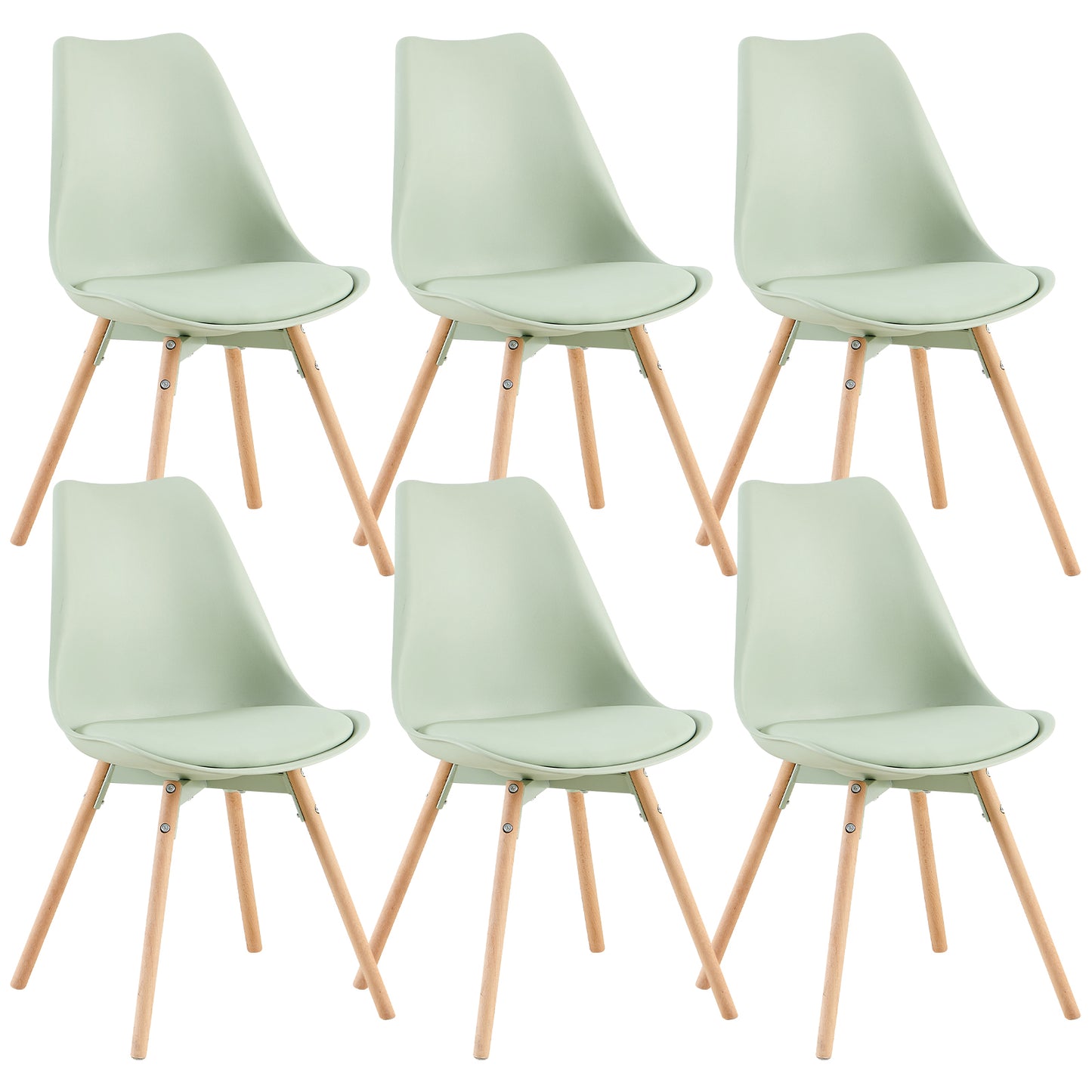 Lot de 4/6 Chaises Latérales OATS – Gris Bleu Clair / Gris Bleu Foncé/Crème glacée verte