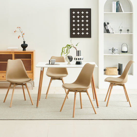 Ensemble de 4/6 chaises de salle à manger OATS, rembourrées, Kaki/Kaki clair