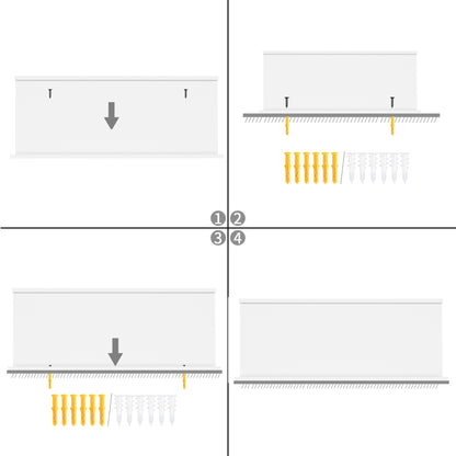 Étagères flottantes murales, set de 6, différentes longueurs - Blanc