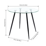 Tables de salle à manger rondes en verre 80 cm avec pieds en fer - CHICO