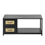 Table d'appoint 100cm avec pieds en fer-noir-COLBY