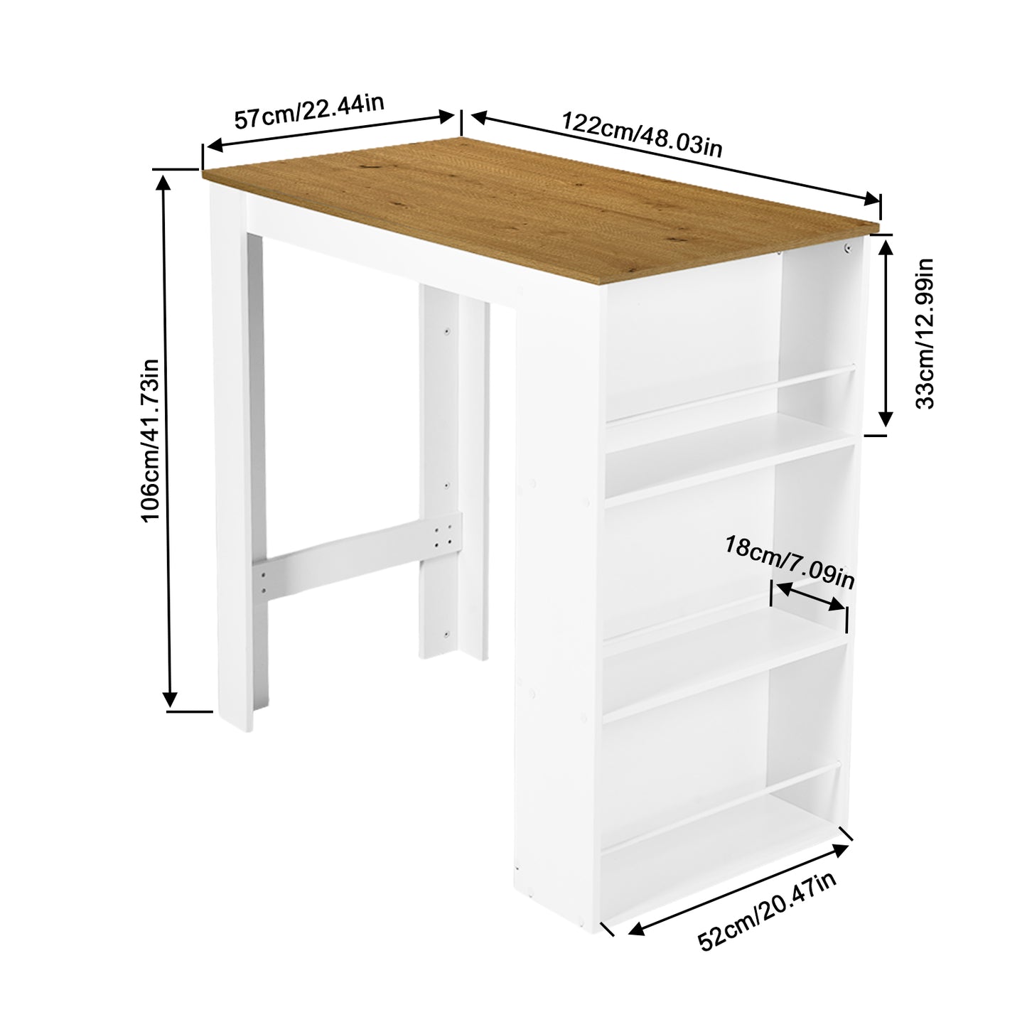 Table de cuisine et de bar à 3 étagères – Table haute