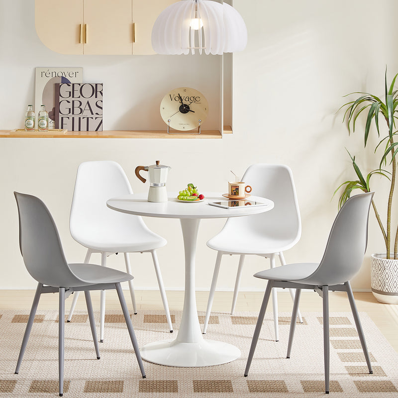 DORIS - Lot de 4 chaises de salle à manger en fer blanc à la mode,gris,Blanc