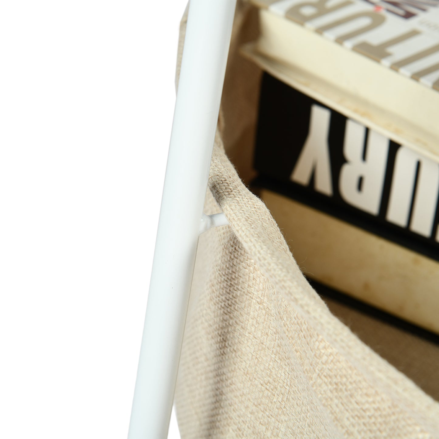 Table basse ronde moderne avec panier de rangement DOYLE - Blanche