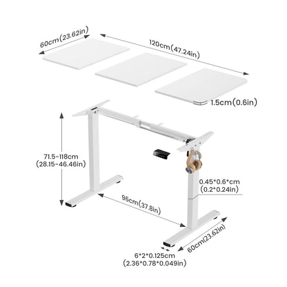 Bureau Électrique à Hauteur Réglable Blanc 120 x 60 cm - DREXEL