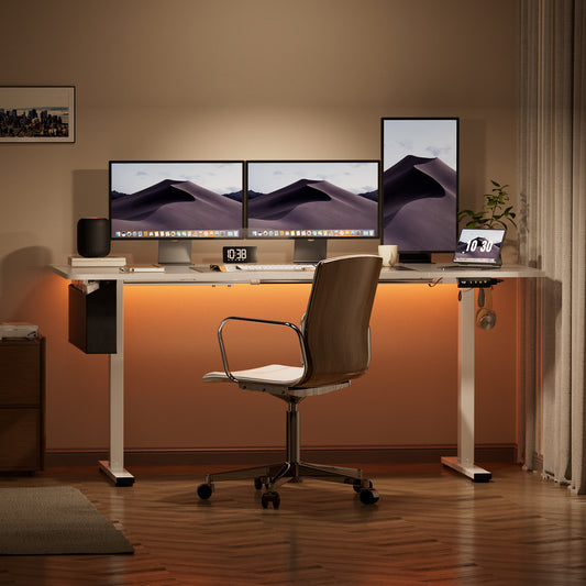 Bureau électrique Réglable en Hauteur 160 x 75 cm, Blanc-DUMONT