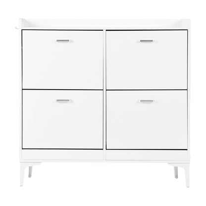 Meuble à chaussures DURHAM à 4 rabats, 105 x 23 x 103 cm - MDF blanc