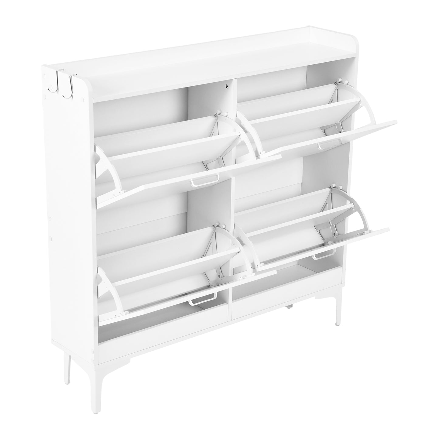 Meuble à chaussures DURHAM à 4 rabats, 105 x 23 x 103 cm - MDF blanc