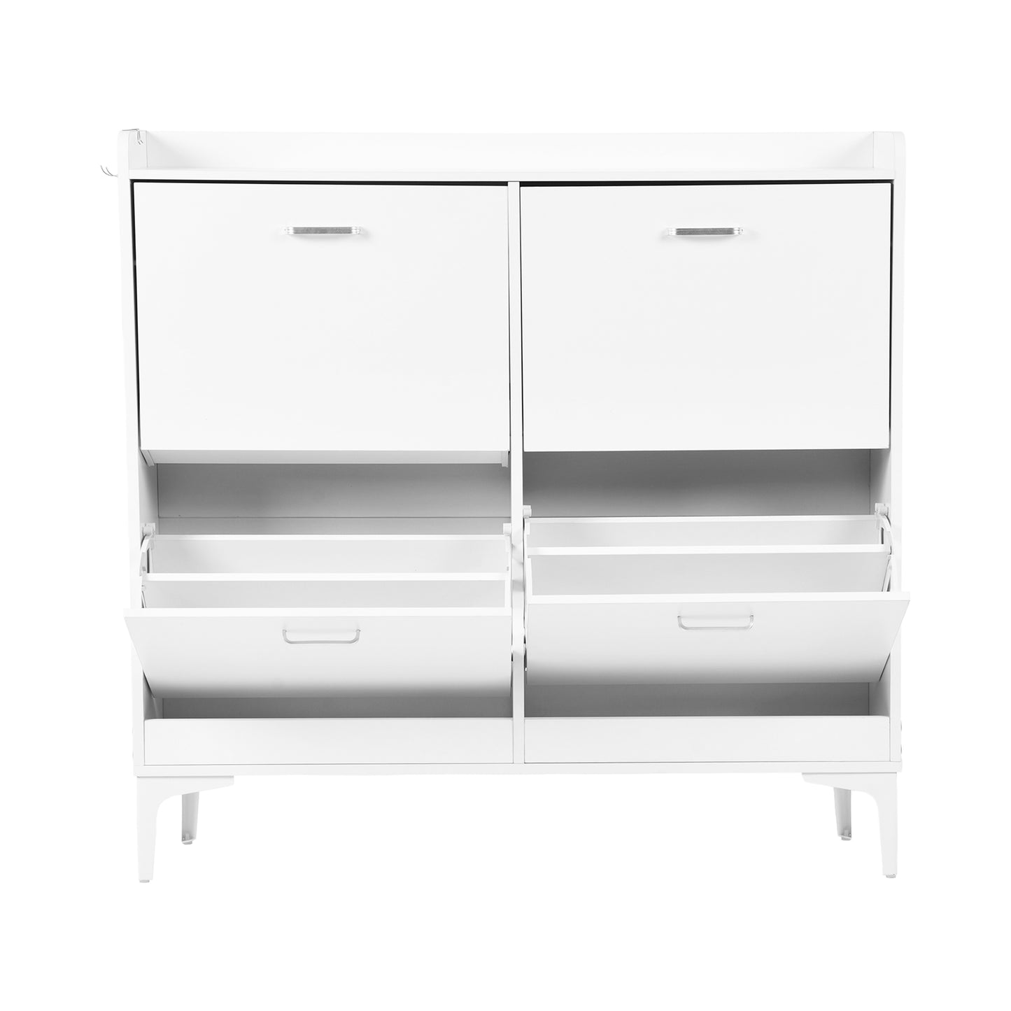 Meuble à chaussures DURHAM à 4 rabats, 105 x 23 x 103 cm - MDF blanc
