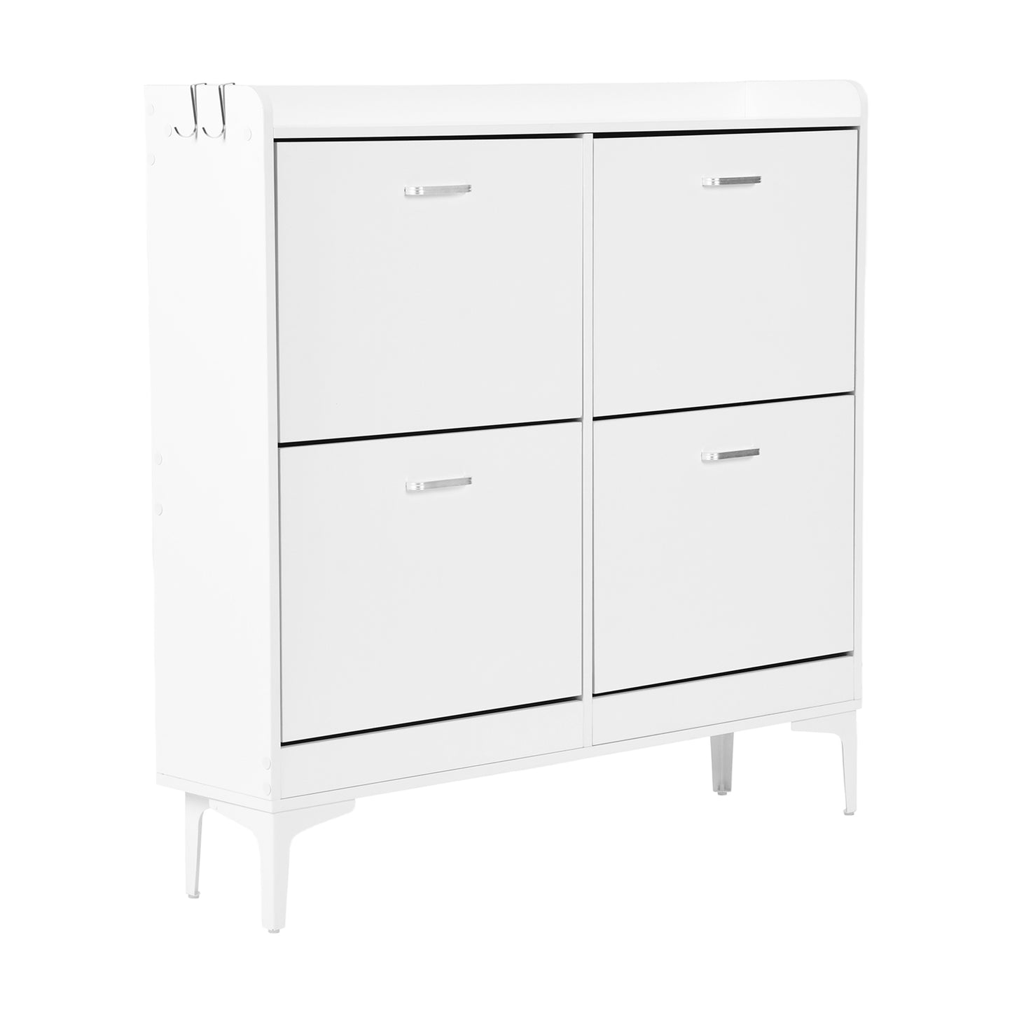 Meuble à chaussures DURHAM à 4 rabats, 105 x 23 x 103 cm - MDF blanc