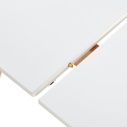 DUVALL Table à manger extensible rectangulaire blanche 120-160 cm