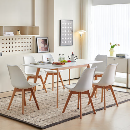 DUVALL Table à manger extensible rectangulaire blanche 120-160 cm