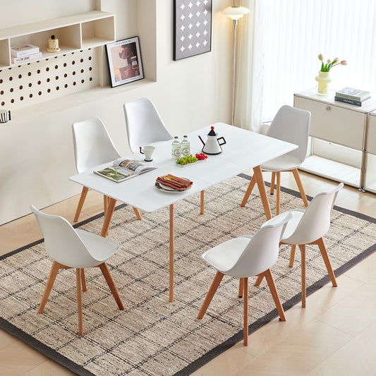 DUVALL Table à manger extensible rectangulaire blanche 120-160 cm