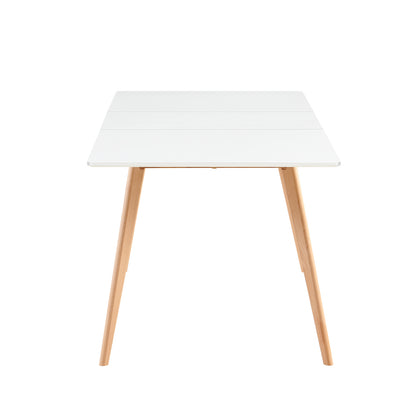 DUVALL Table à manger extensible rectangulaire blanche 120-160 cm