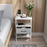 Table d'appoint de salon 40 cm avec pieds en fer - Blanc - ELTON