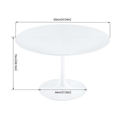 Table ronde de 120 cm avec pieds en fer (4 secteurs) - Blanche