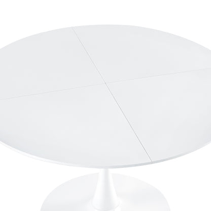 Table ronde de 120 cm avec pieds en fer (4 secteurs) - Blanche
