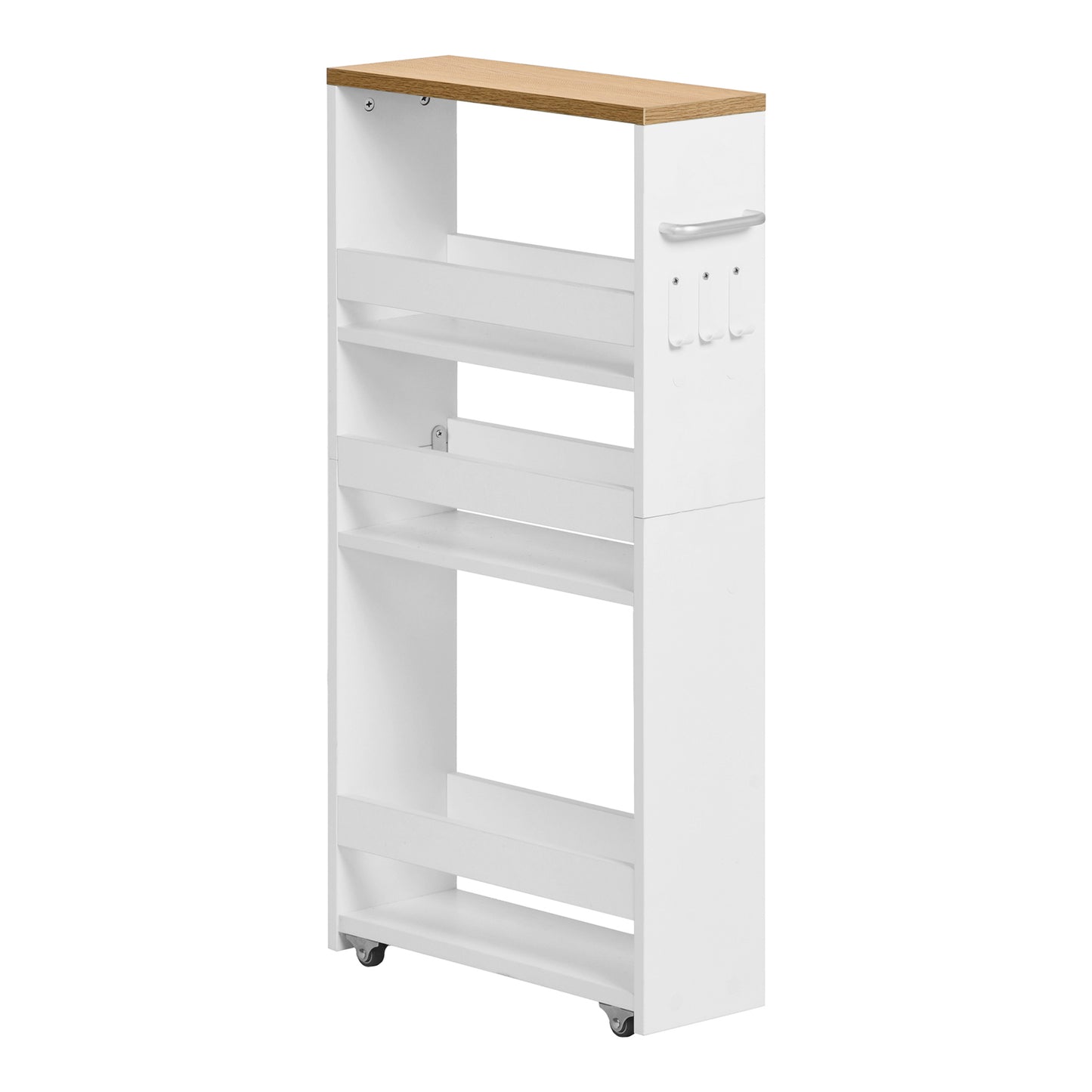 Chariot de rangement étroit à roulettes à 4 niveaux, design fin pour cuisine - Couleur feu/Blanc - ENTIAT