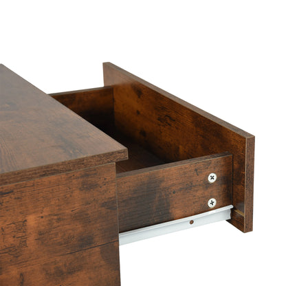 Ensemble de deux tables de chevet murales avec tiroirs et étagères, Blanc et Grain Flammé